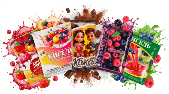 Пакетик киселя с ягодами